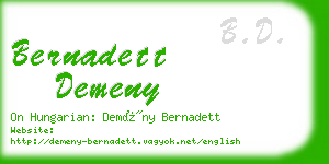 bernadett demeny business card